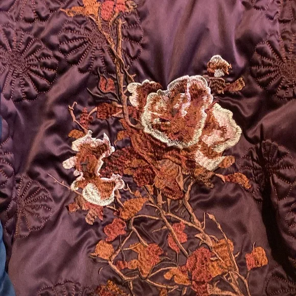 Max Studio Groovy Monkey Embroidered Bomber Jacket Sz Med - Picture 10 of 15